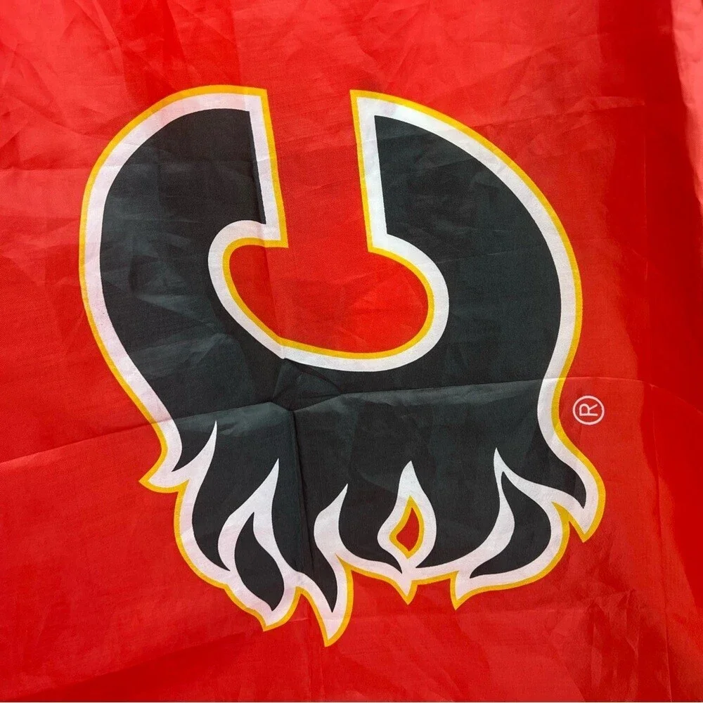 Calgary Flames Red Promotional Flag with Black & Yellow Logo